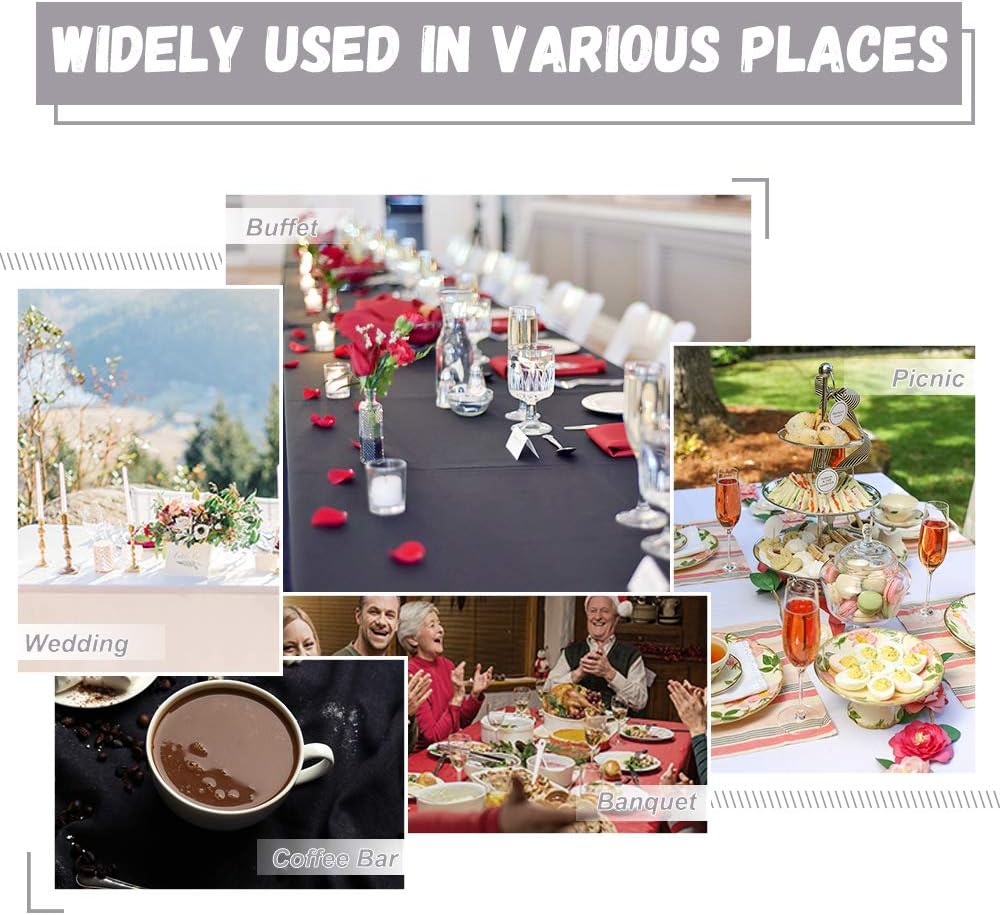RYB HOME Scratch Resistant Waterproof Rectangle Tablecloth for 8 ft Seat Table for Catering Banquet Parties Garden Washable Heat Resistant Table Linen, 60 x 102, White: Kitchen & Dining