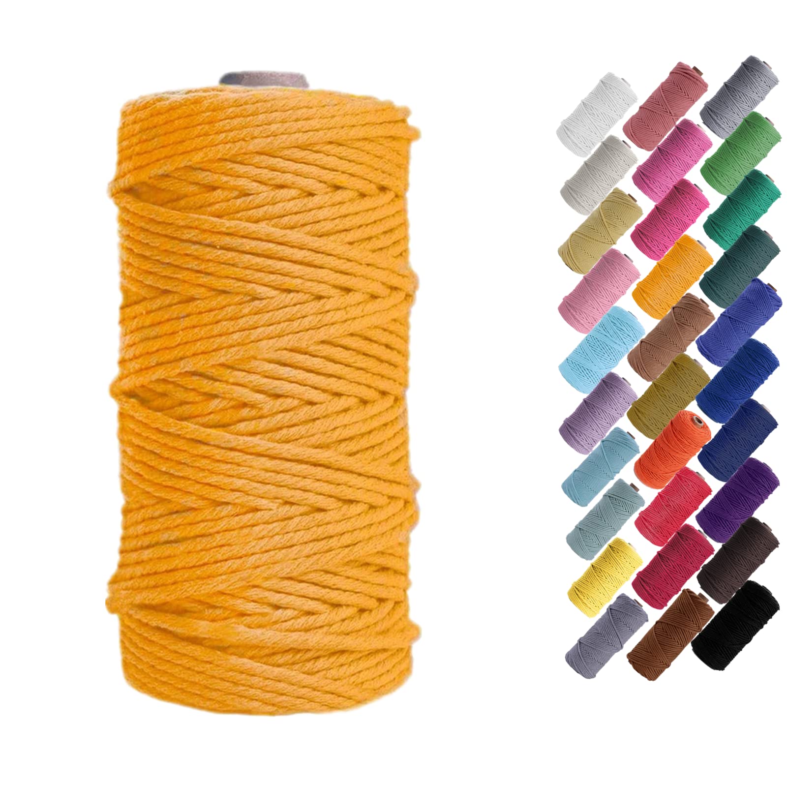 Binwat 3mm x 100m Natural Golden Cotton Macrame Cord for DIY Crafts, Home Decorations, Gift Wrapping