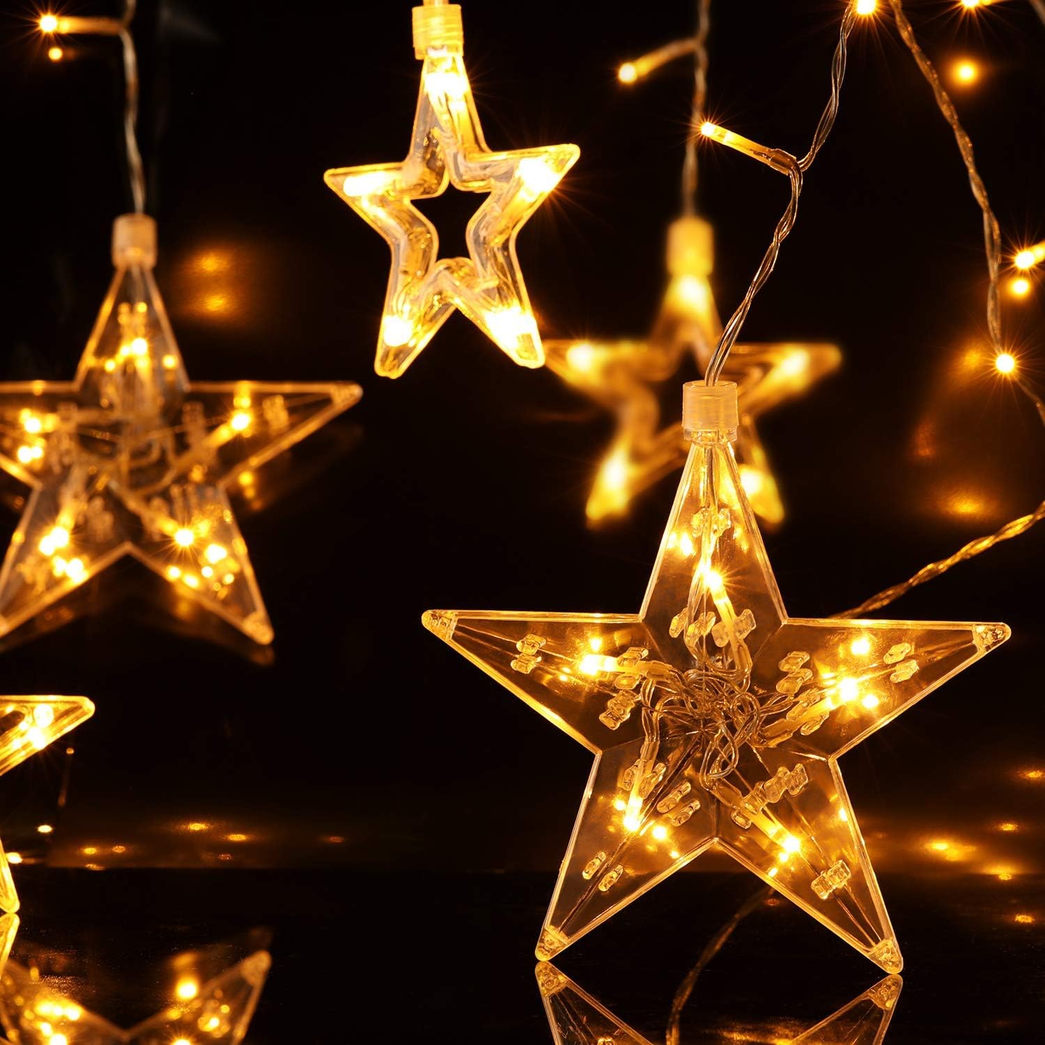 Twinkle Star 12 Stars 138 LED Curtain String Lights, (Star Lights, Warm White) eBay