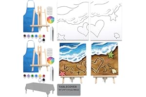 VALLSIP 2 Pack Paint and Sip Canvas Painting Kit Pre Drawn Canvas for Painting for Adults Stretched Canvas Couples Games Date Night Paint Party Anniversary Valentines Day