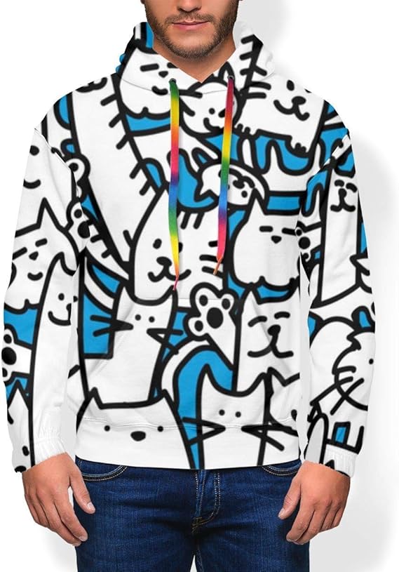Amazon Co Jp いろいろ猫 パーカー メンズ スウェット フード付き 裏起毛 ポケット付き 服 ファッション小物