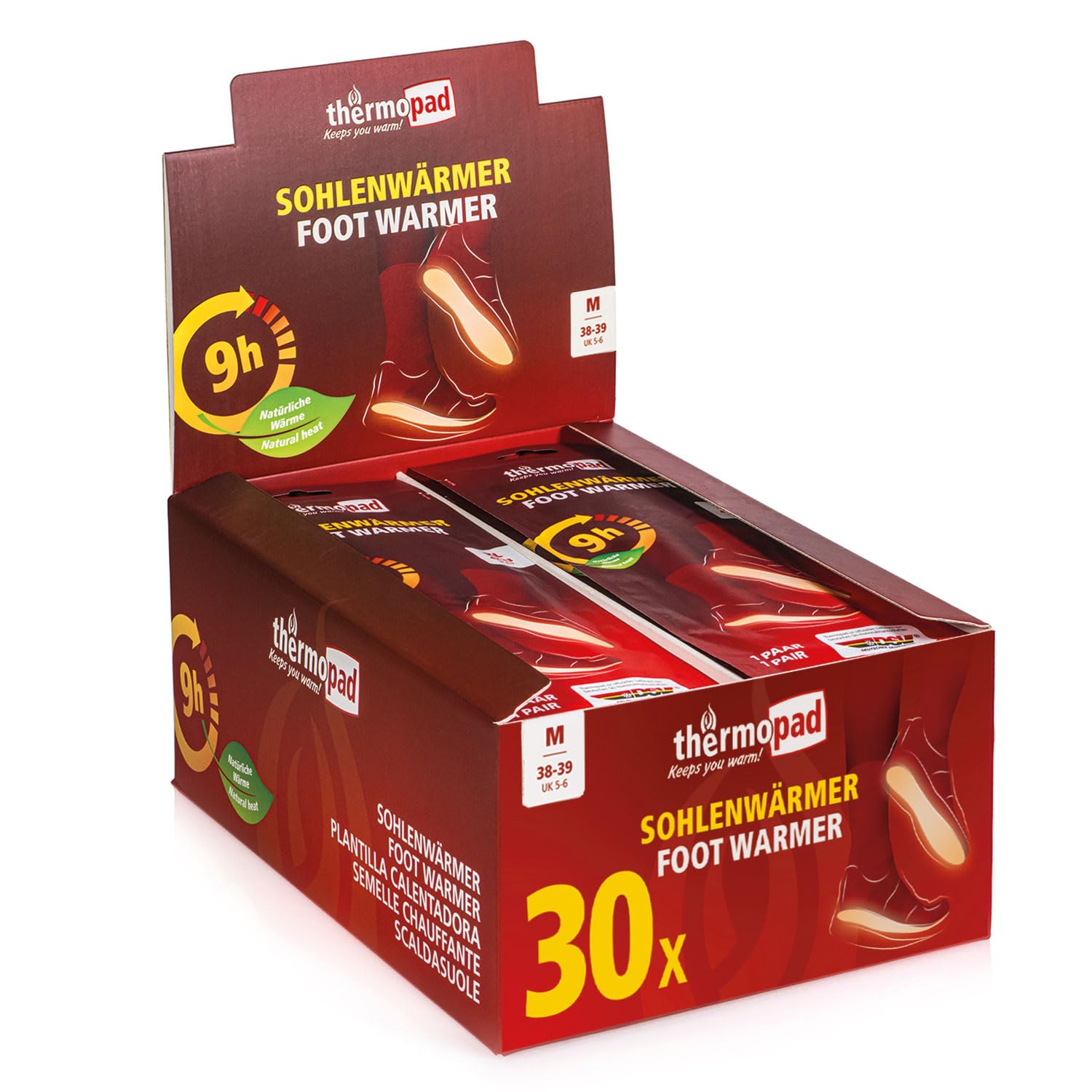 Thermopad Hand- & Fußwärmer Sohlenwärmer, Unisex - Adult sole warmer, White, M (38-39) -