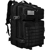 WOLT Military Tactical Backpack for Men 45L Molle Backpack 3 Day Assault Pack Bug Out Bag, Heavy Duty Rucksack for Hiking Gym(Black)