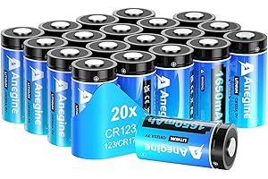 anegine CR123A 3V Lithium Battery 1650mAh, 123A Lithium Batteries 10 Years Shelf Life CR123 3 Volt High Power CR17345 CR17335 Non-Rechargeable | Built to Last (20 Pack)