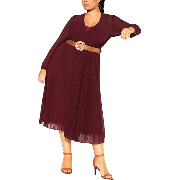 city chic women's plus size dress love pleat Women's Plus Size Love Pleat Border Buff Dress