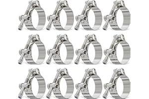 OURU 12Pack 1 Inch T Bolt Hose Clamp,304 Stainless Steel Heavy Duty Hose Clamp,Adjustable 32-37mm Radiator Hose Clamps for Tube, Automotive, Radiator, lntercooler