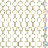 CHGCRAFT 48 Pcs 6 Style Alloy Open Back Bezel Connector Charms Hollow Pendants Open Frame Charms for Resin Jewellery Making DIY Earring Pendant Keychain Necklace Kit, Golden