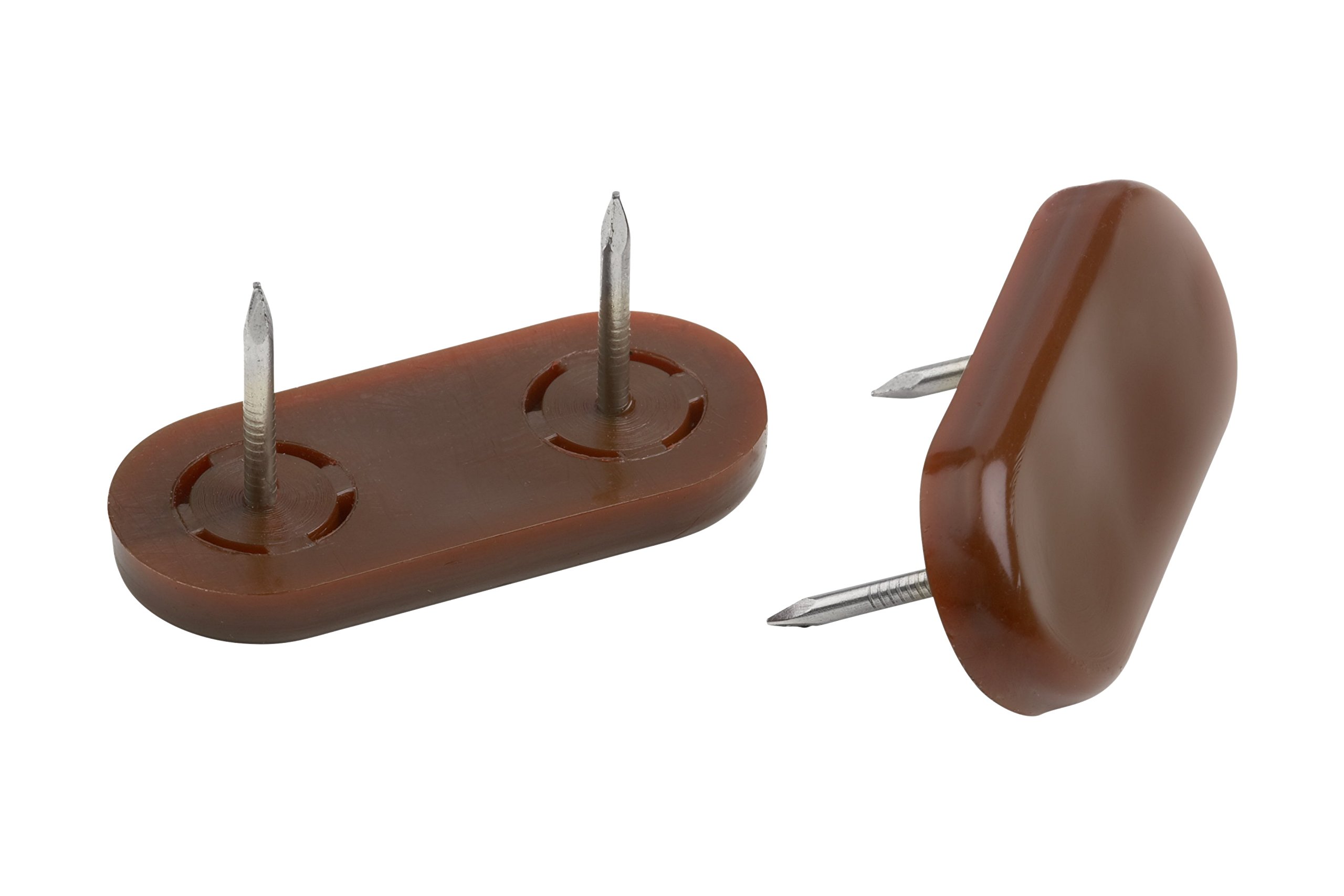 Metafranc Furniture Glides 45 x 20 mm - Plastic - with Nail - Brown - 4 Pieces - Twist-Proof - Suitable for Outdoor use/Furniture Glides Set for Insensitive Floors/Plastic Gliders / 644706