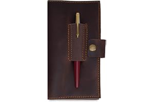 CestAntiQ Distressed Leather Checkbook Cover with Pen Holder – Handmade Executive Checkbook Wallet for Men, Women, Slim and Stylish Organizer, Vintage Bifold Register Holder (Brown)