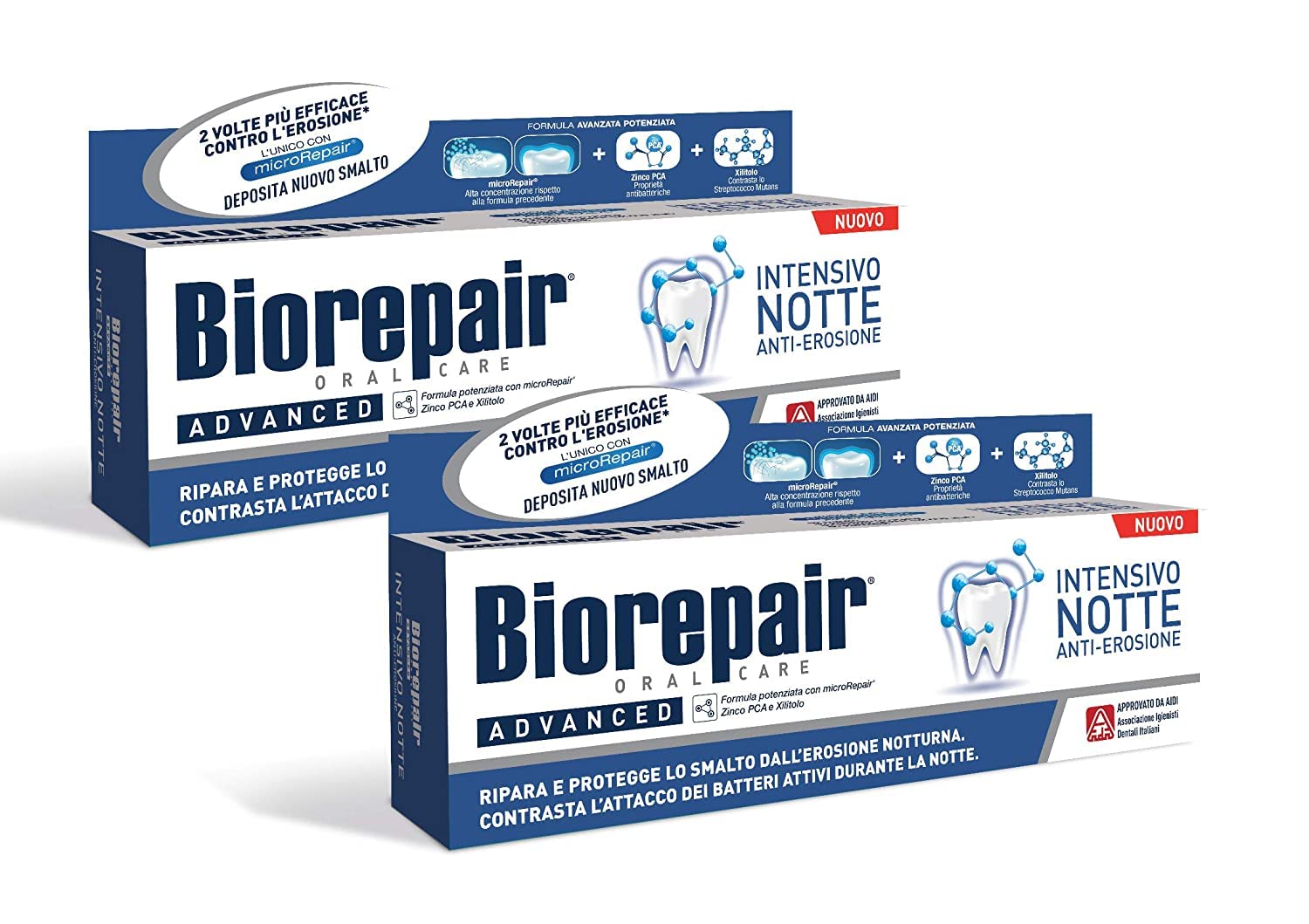 Biorepair: Dentifricio per la Notte (Intensive Night Repair) Toothpaste with microRepair * 2.5 Fluid Ounce (75ml) Tube * [ Italian Import ] by Coswell S.p.A.