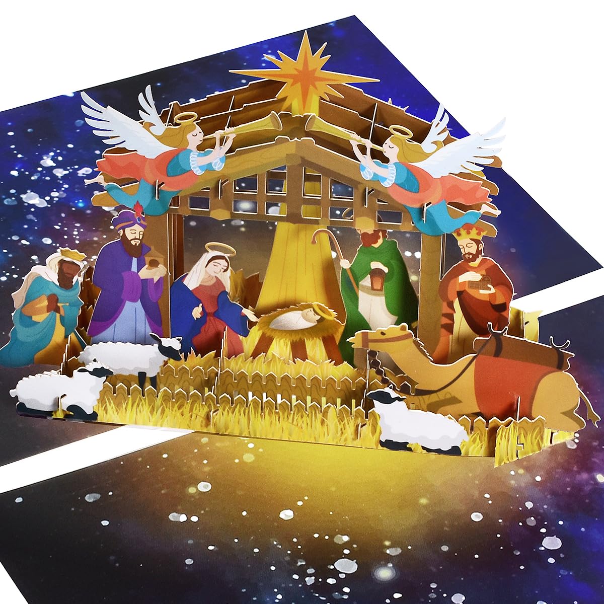 CNLITIHEKA Jesus Christ Pop up Card, Pop Up Greeting Card Holy Night Nativity, Nativity of Jesus Christmas Card, New Year, Holiday Greeting Card, Include Envelope.