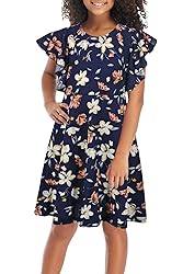 GORLYA Girl's Flutter Sleeve Stretchy A-Line Swing