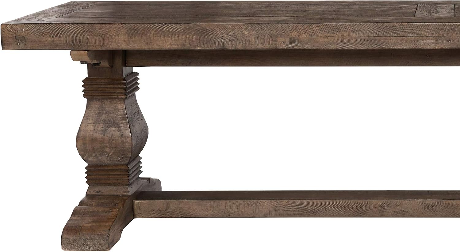Amazon Com Benjara 66 Inch Plank Top Wooden Bench With Pedestal Base Brown Table Benches