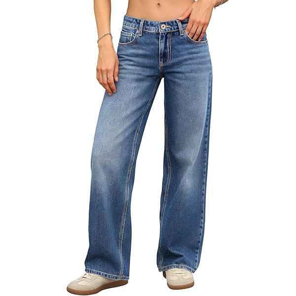 Kodaruber Women Y2k Low Rise Baggy Jeans Loose Fit Boyfriend