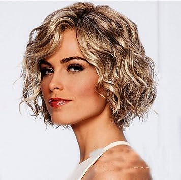 Clode Cheveux De Perruque De Fibre A Hautes Temperatures De Separation Bresilienne Courte Ondulee Bouclee De Femmes D Or Amazon Fr Jeux Et Jouets