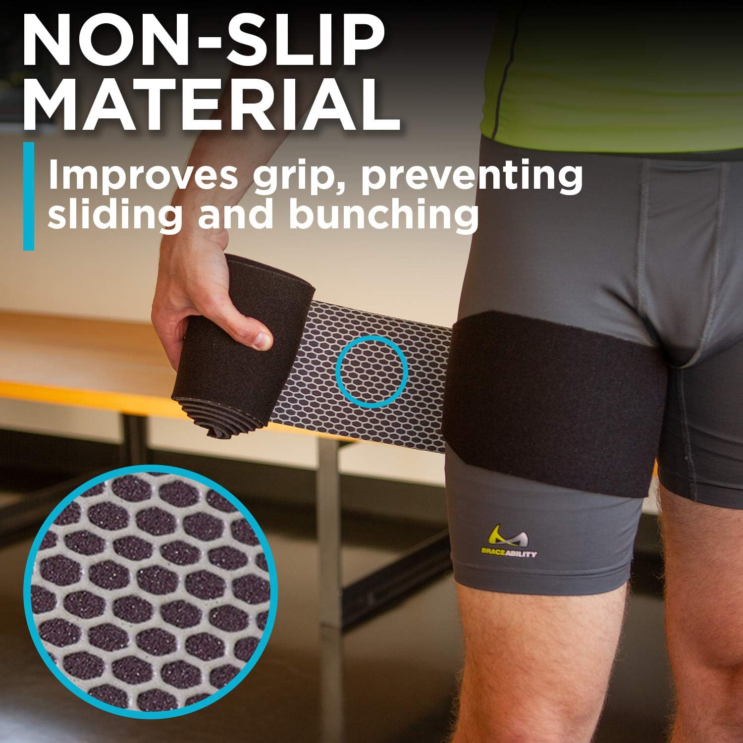 BraceAbility Hip Brace & Groin Strain Wrap | Non-Slip Hamstring & Thigh Compression Support Spica for Pulled Quad Muscle, Arthritis Relief, Inguinal Hernia or Abduction Hip Flexor Injury (One Size): Health & Personal Care
