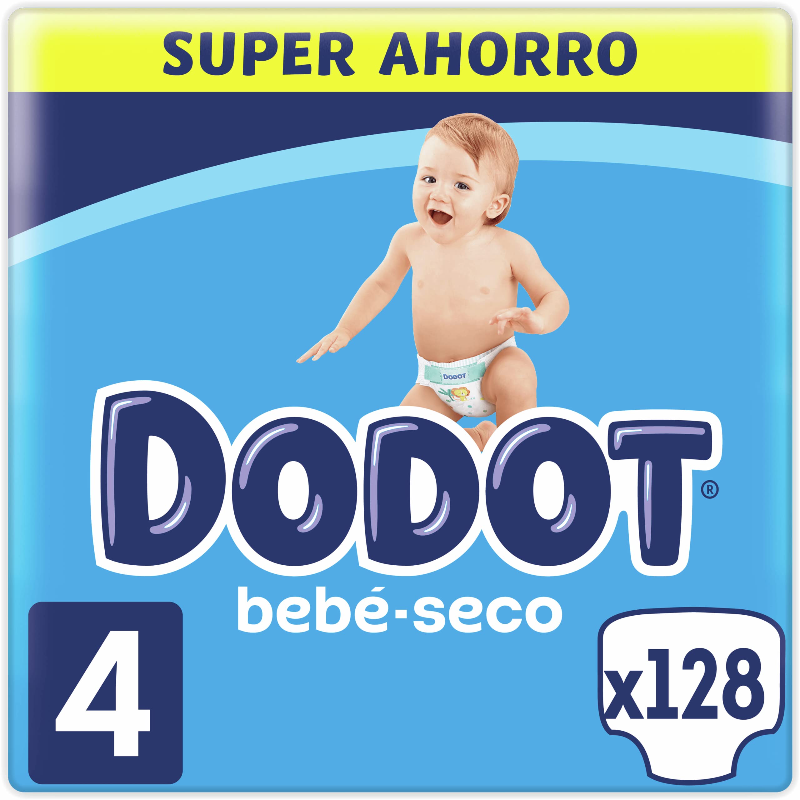 Dodot Baby-Dry Nappies with Air Channels, Size 4, Pack of 2 x 64 Nappies, Total: 128 Nappies