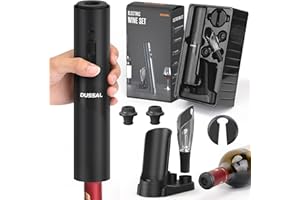 D DUSSAL Electric Wine Opener Set, Automatic Wine Bottle Openers, 2-in-1 Aerator & Pourer, Foil Cutter, 2 Vacuum Stoppers, Charging Base, Easy Storage for Wine Lovers Gift Home Kitchen Party Bar