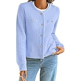 ShawGobow Cardigan Sweaters for Women,Cropped Sweater with Gold Button,Cute Fall Cardigans Work Office Holiday