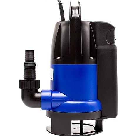 AWM Tauchpumpe Flachsaugend Gartenpumpe Wasserpumpe, 750 Watt, Schmutzwasser, 10 m Rundkabel, Förderhöhe 8 m, Fördermenge 130