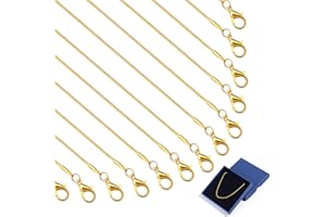 Topacket 24 Pack Necklace Chains Bulk,Gold Plated Snake Necklace Chains for Jewelry Making 18 Inches