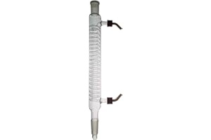 Laboy Glass Coiled Condenser Reflux Column Condenser with 24/40 Joints 300mm in Jacket Length Removable Hose Connections Lab 