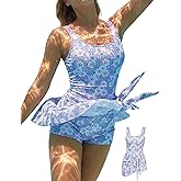 VIAURBE One Piece Swimdress for Women Tummy Control Bathing Suit with Shorts Skirt Modest Swimsuit