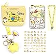 Kawaii Pompompurin ID Badge Holder with Lanyard Pompompurin Keychain Pompompurin Wallet Pompompurin Stickers Cute Pompompurin Gift Set Pompompurin Accessories Set for Girls