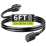 16/3 Black Extension Cord 6 FT Indoor, Short
