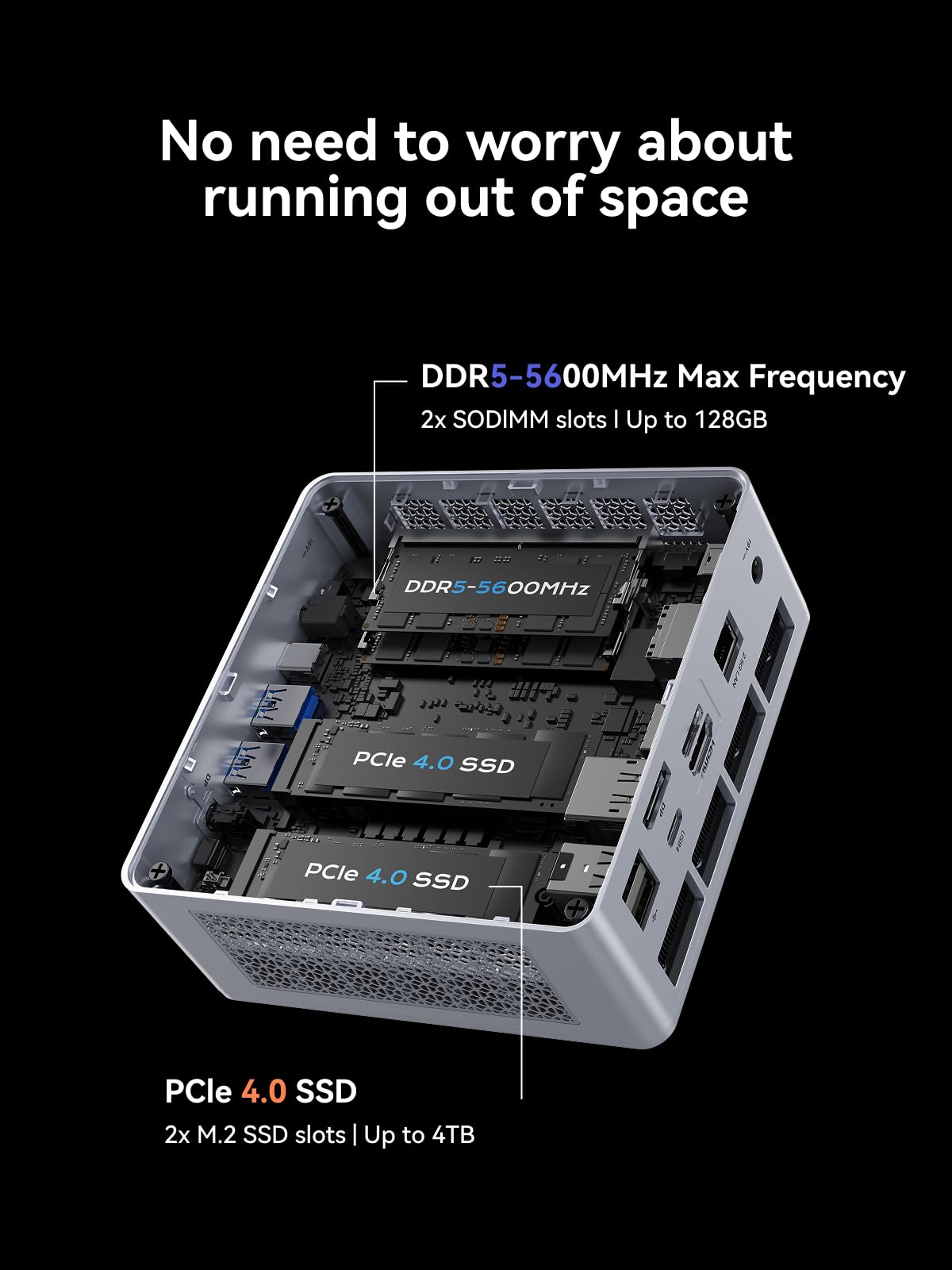MINIS FORUM X1-Lite 255 Mini PC mit AMD Ryzen 7 255 (8C/16T), 32GB DDR5-RAM 1TB M.2 SSD, HDMI 2.1/DP 1.4/USB 4.0 4K-Videoausgang, 2,5G LAN, Wife 6e, Bluetooth 5.2 und AMD Radeon 780M Grafikkarte 4