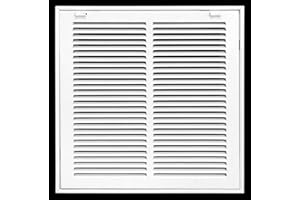 HVAC Premium 14'' X 14'' Steel Return Air Filter Grille for 1'' Filter - Removable Face/Door - HVAC Duct Cover - Flat Stamped Face - White [Outer Dimensions: 16 5/8''w X 16 5/8''h]