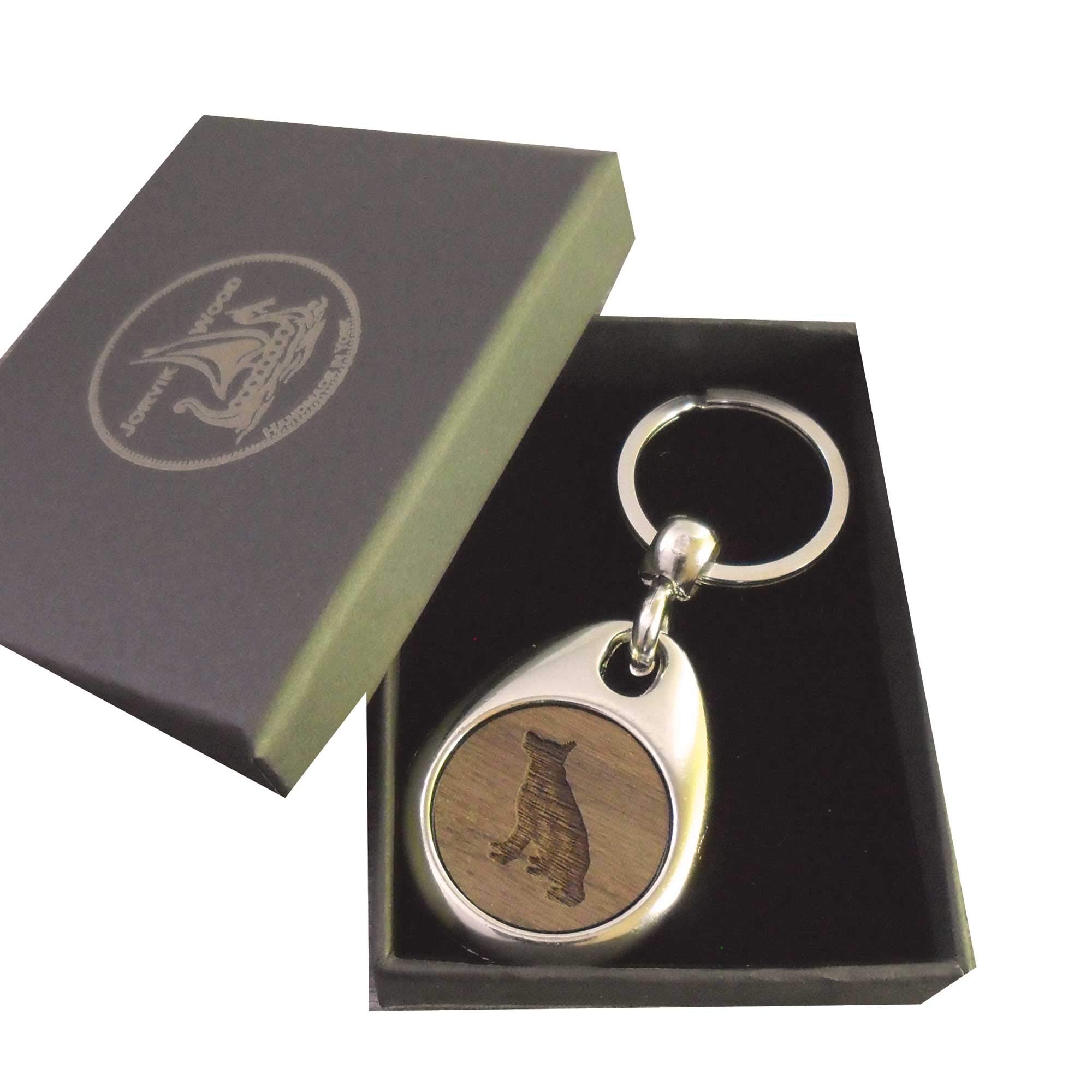 Jorvik Wood German Shepherd Design Wooden Keyring with Gift Box