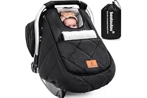 beatoutou Winter Baby Car Seat Cover, Beatoutou Waterproof Winter Infant Carseat Canopy for Boys Girls, Cold Weather Warm Car Seat Covers for Babies, Keeps Babies Warm and Cozy (Black)