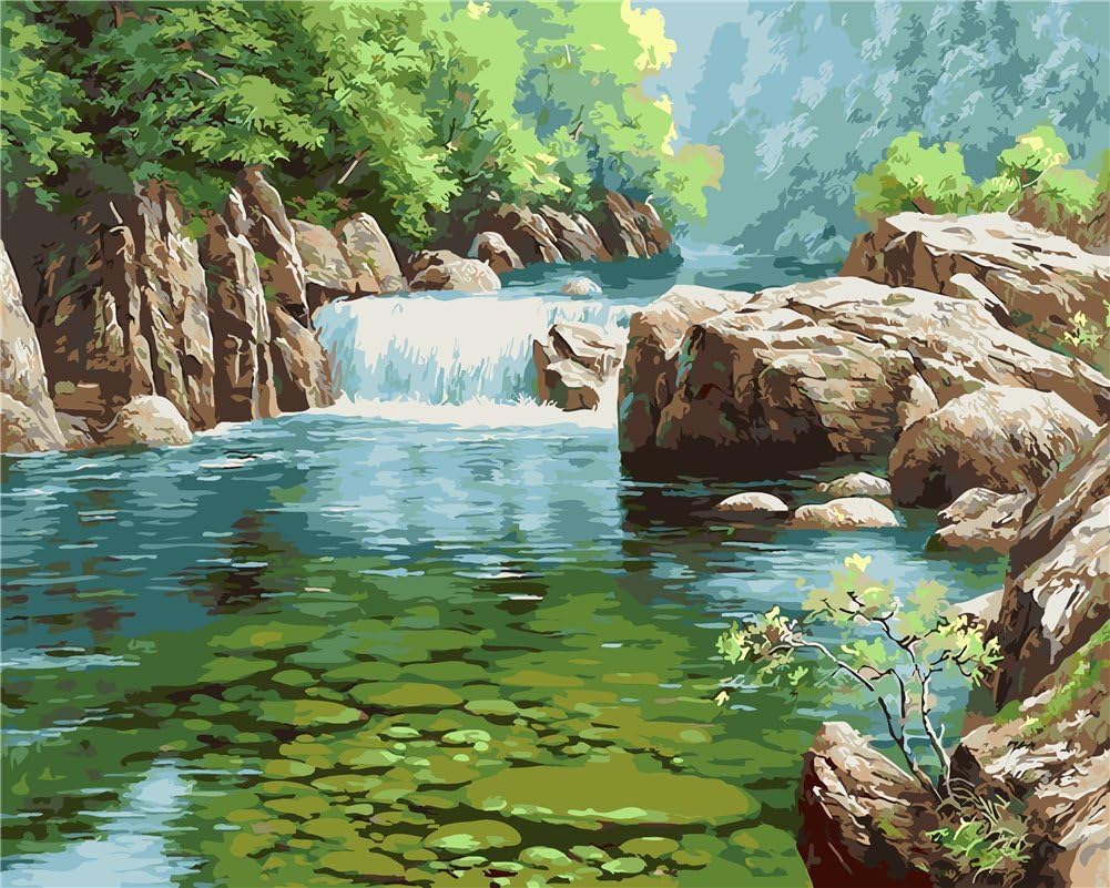 YEESAM ART New Paint by Numbers for Adults Children Clear Creek 16 *