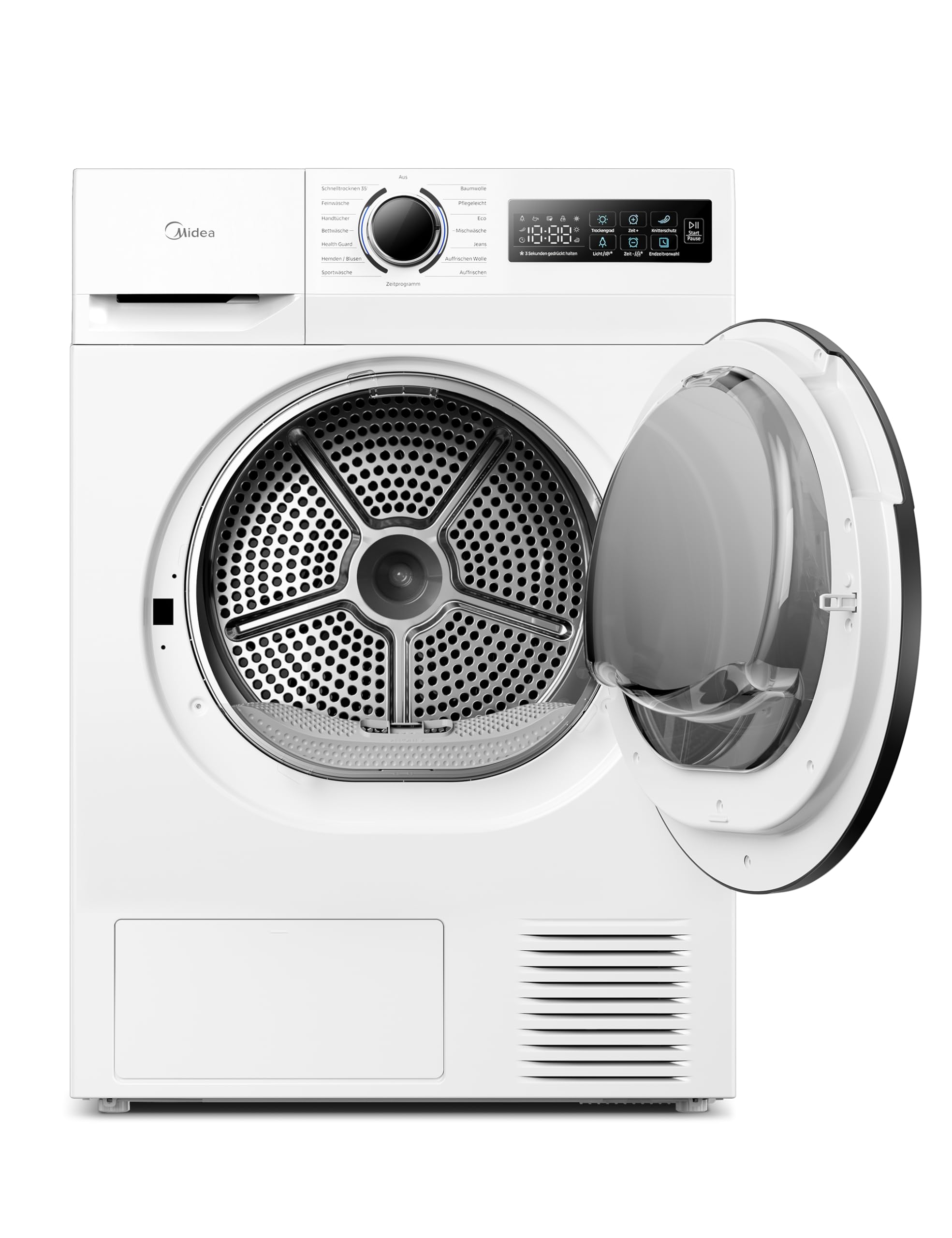 Midea MD11EH80BD Wärmepumpentrockner, 8 kg, Energieklasse D, Schnelltrocknen 35', HealthGuard, Sensor-Trocknung,Auffrischen,Knitterschutz, Auffrischen Wolle, Weiß 10