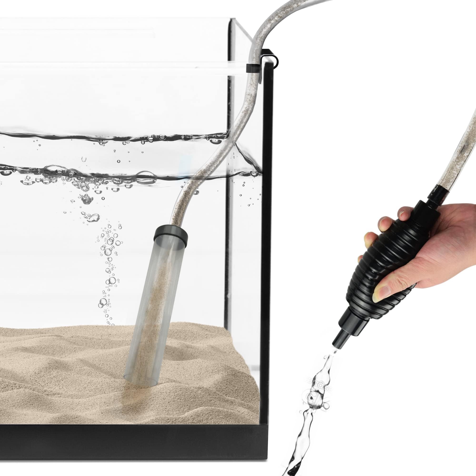 Photo 1 of SunGrow Aquarium Gravel Cleaner Siphon Vacuum, Manual Operation Water Changer Kit, Includes Hose and Priming Bulb for Fish Tank Cleaning (Black, Gravel & Sand Cleaner)