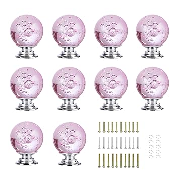 Pack Of 10 Pink Crystal Glass Bubble Cabinet Knob Cupboard Drawer