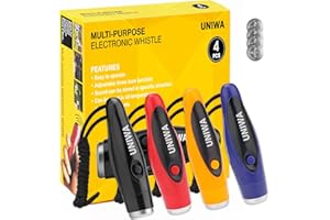 UNIWA Electronic Whistle, 4 Pack Handheld Electronic Whistles Electric Whistle with Lanyard Three Tone Distinct High Volume Outdoor Sport Whistle for Coaches, Referees, P.E. Teacher