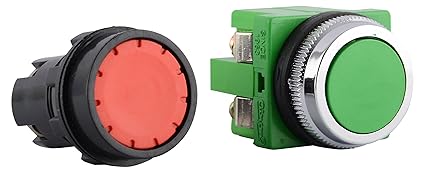 Orion Plastic Push Button Switch (Red and Green, 2-Piece)