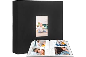 AEVDOR 240 Pockets Photo Album 4x6 with Memo Areas, 4x6 Photo Album Linen Cover, Wedding Photo Album 4x6, 4x6 Photo Book with Writing Space for Wedding Kids Family Vacation Baby Pictures (Black)
