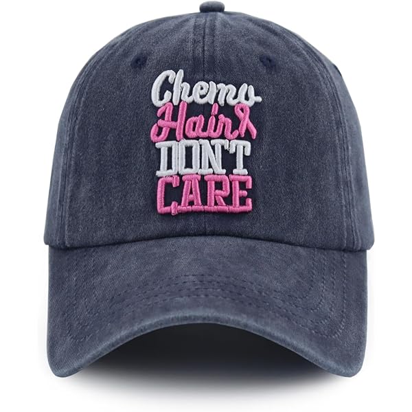 Cotton Chemo Hair Don\'t Care Baseball Cap Pink Ribbon Support Women Men Chemo Hair Don main image 2