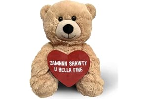 WITTY ENTERPRISE Zamnnn Shawty U Hella Fine - 10" Teddy Bear & Gift Bag - Funny Stuffed Animal Plush Gift for Girlfriend, Boyfriend, Best Friend - Birthday, Engagement, Valentines, Anniversary, Wedding - Witty Bears