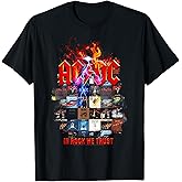 Official AC/DC in Rock We Trust Album Covers Rock Band Music T-Shirt