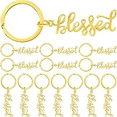 Spakon 25 Pcs Blessed Keychains Bulk Gold Christian Keychains Jesus Religious Party Favors for Mom Women Men Easter Church Gifts