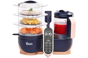 Babymoov Duo Meal Station XL, 6 in 1 Food Processor with Steamer, Multi-Speed Blender, Warmer, Defroster & Sterilizer (Nutritionist Approved), pink