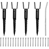 No Dig Ground Anchor Screw Stakes, 27 Inch U-Shaped Post Holders for 4"x4" Wood Posts (Fits Actual 3.5"x3.5" Posts), Includes Bolts and Rebar, Use for Mailbox, Fence & Outdoor Structures (4pcs)