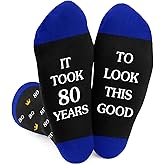 Kiopdse 80th Birthday Gifts for Men,Dad Brother Boyfriend Grandpa Husband Father Best Friend Son Happy,Funny Novelty Socks