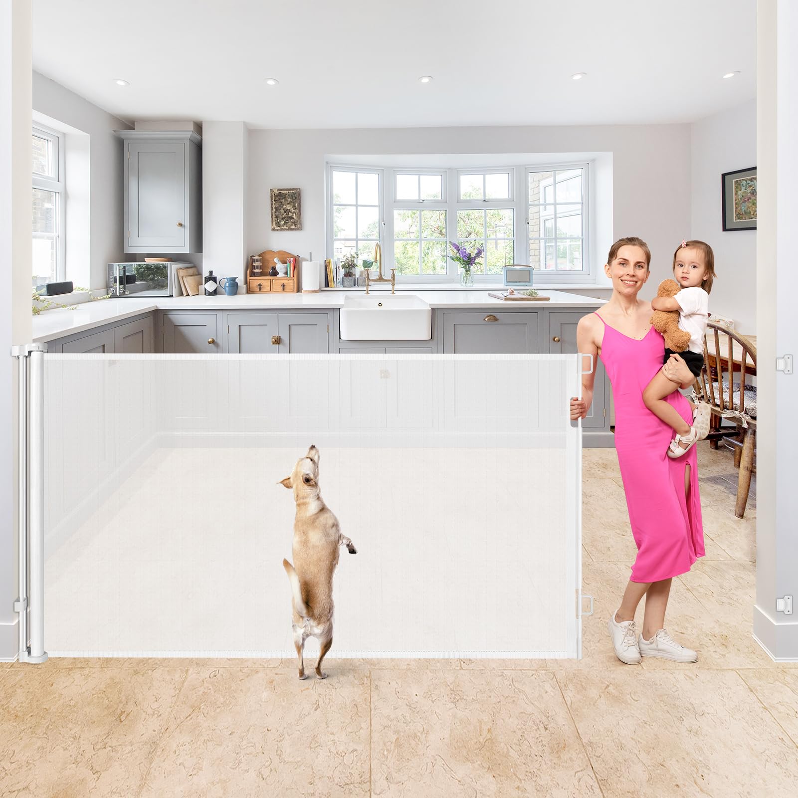 Photo 1 of 42" Tall X 95" Wide Extra Tall Baby Gate Extra Long Baby Gates for Large Openings Tall Retractable Baby Gate Retractable Dog Gate Long Baby Gates Indoor Extra Long Dog Gate Child Gates for Doorways