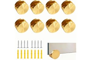 Ykendz Aluminum Mirror Clips, Round Shape Wall-Mounted Mirrors Bracket, Glass Clips Clamps Holder, Dresser Mirror Fixed Fitting for 5-11mm Thick Mirrors 8 Pcs (Gold)