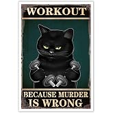 Funny Black Cat Workout Wall Art Gym Cat Dumbbel Workout Canvas Poster Black Cat Bodybuilding Weightlifting Inspirational Prints Painting For Living Room Bedroom Wall Decor 8x12in Unframe